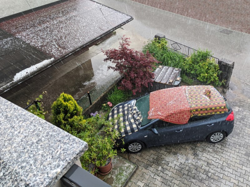 Car covered with hail protection materials you have on hand