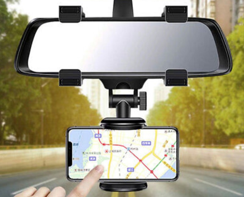 phone holder for rear view mirror access maps on the way